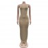 GY497- European and American fashion women's solid color hot drill sleeveless dress