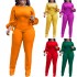 Fall women's clothing Office lady suit solid color long sleeve waist two-piece pants set