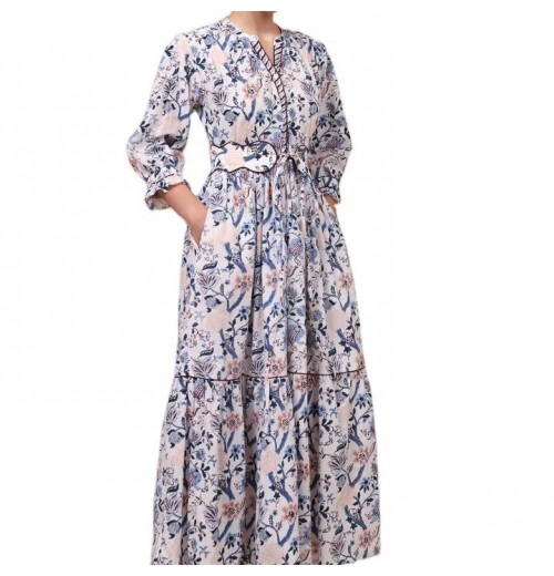 Custom Chic Pint Long Sleeve Elegant Lidy O-neck Modest Women Button Shirt Maxi Summer Dress Clothing Custom Chic Pint Long Sleeve Elegant Lidy O-neck Modest Women Button Shirt Maxi Summer Dress Clothing