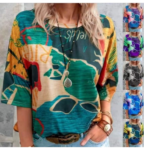 burst foreign trade women's summer Europe and the United States color women's short-sleeved T-shirt burst foreign trade women's summer Europe and the United States color women's short-sleeved T-shirt