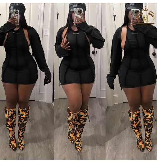 Trendy Women's Fashion Dresses Casual Irregular Hollow-out Long Sleeve Dress Sexy Slim Two Piece Black Mini Dresses Women Casual Trendy Women's Fashion Dresses Casual Irregular Hollow-out Long Sleeve Dress Sexy Slim Two Piece Black Mini Dresses Women Casual