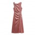 TAOP&ZA women's clothing 2024 autumn new pink slim sleeveless round neck long midi dress 9228617
