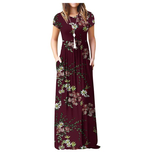 Women's Casual Maxi Dress Pockets Short Sleeve Loose Breathable Knitting Fabric Natural Ruffles Plain Elegant Women's Casual Maxi Dress Pockets Short Sleeve Loose Breathable Knitting Fabric Natural Ruffles Plain Elegant