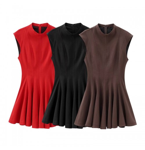 TAOP&ZA women's clothing 2024 early autumn new round neck sleeveless solid color wide hem mini dress Vestidos Mujer 8841460 TAOP&ZA women's clothing 2024 early autumn new round neck sleeveless solid color wide hem mini dress Vestidos Mujer 8841460