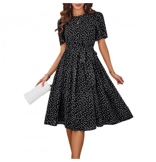 2024 Spring And Autumn Elegant And Stylish Casual Wave Dot Lace Printed Women's Dress 2024 Spring And Autumn Elegant And Stylish Casual Wave Dot Lace Printed Women's Dress